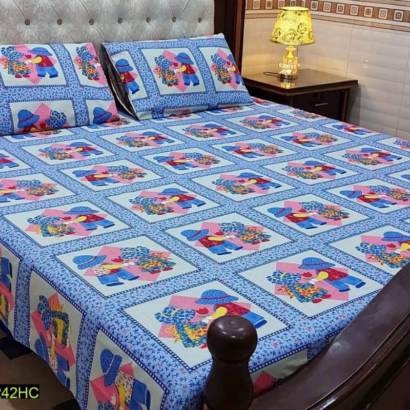 Pcs Digital Printed Stitched Cotton Sotton Double Bedsheet