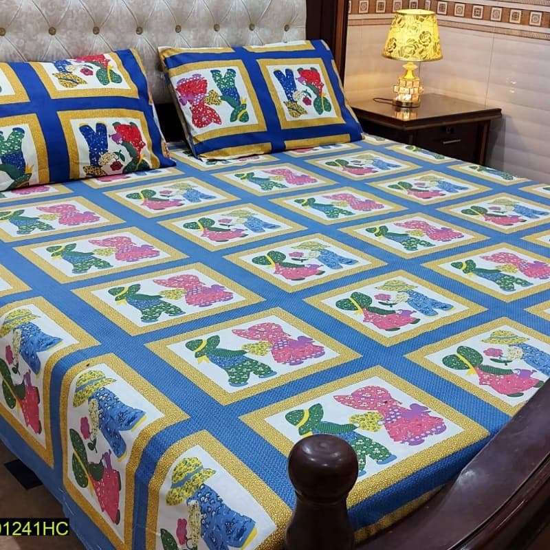 Pcs Digital Printed Stitched Cotton Sotton Double Bedsheet