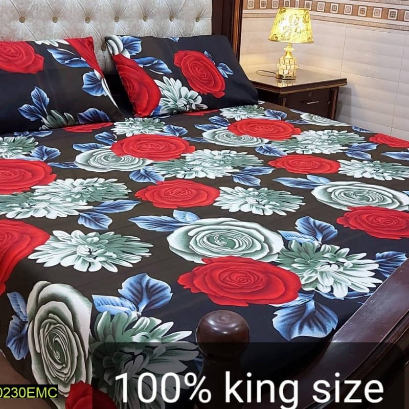 3 Pcs Crystal Cotton Bedsheet