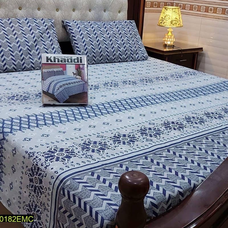 Gul Ahmed, Khaddi Branded 3 Pcs Cotton Printed Bedsheet