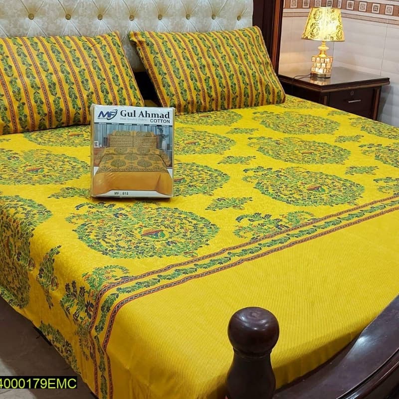 Gul Ahmed, Khaddi Branded 3 Pcs Cotton Printed Bedsheet
