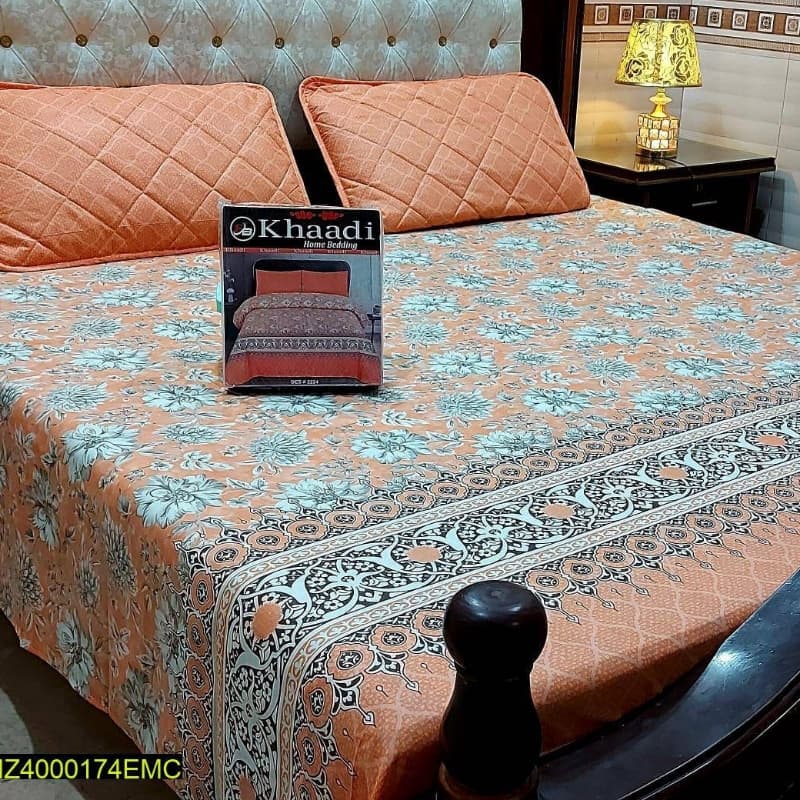 Gul Ahmed, Khaddi Branded 3 Pcs Cotton Printed Bedsheet