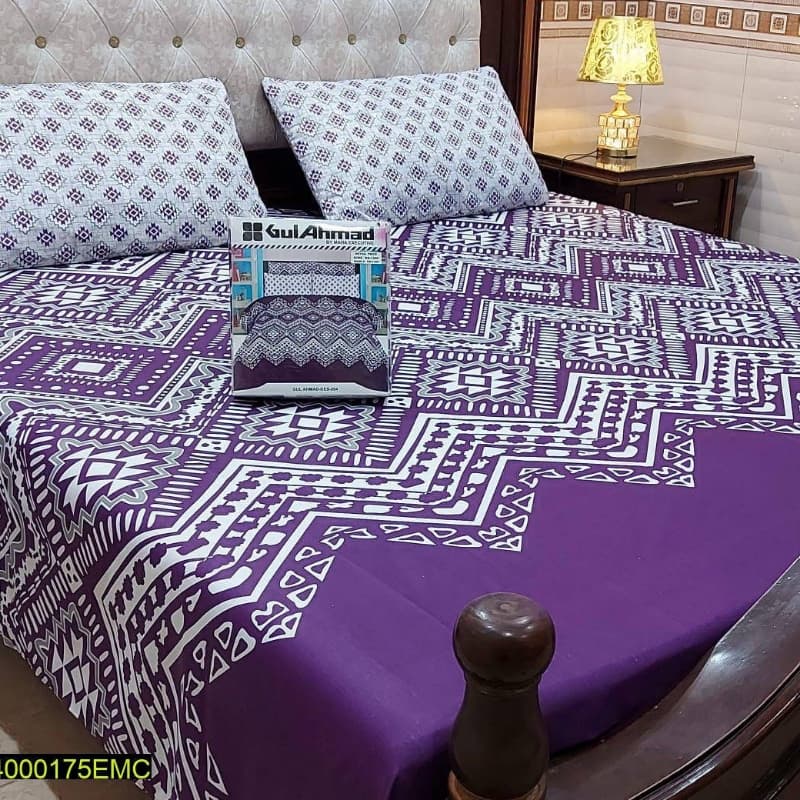 Gul Ahmed, Khaddi Branded 3 Pcs Cotton Printed Bedsheet