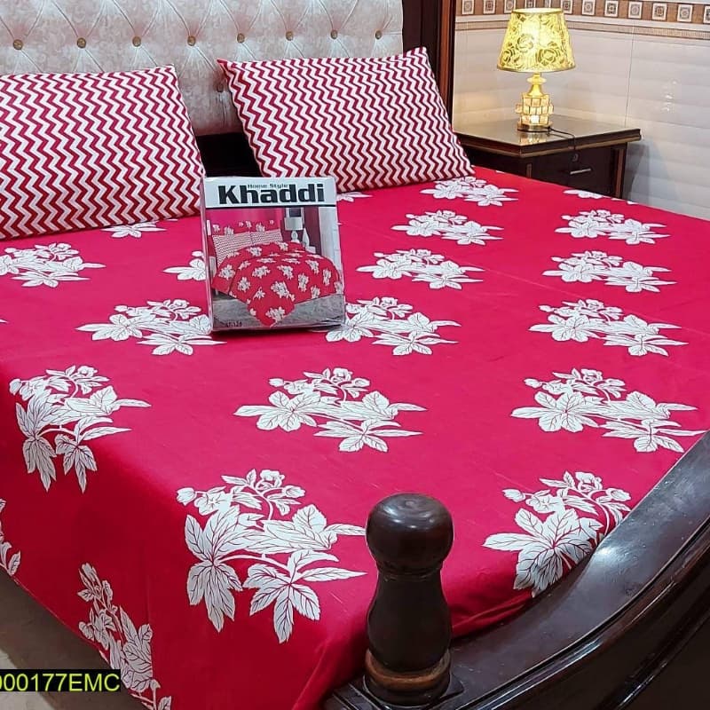 Gul Ahmed, Khaddi Branded 3 Pcs Cotton Printed Bedsheet