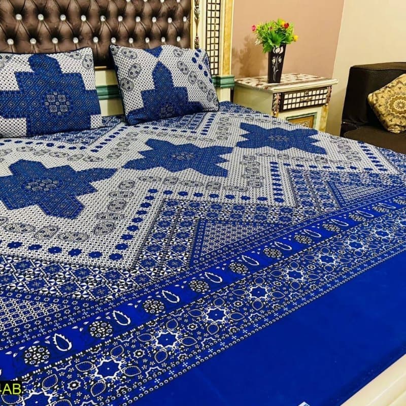 Gul Ahmed, Khaddi Branded 3 Pcs Pure Crystal Cotton Bedsheet
