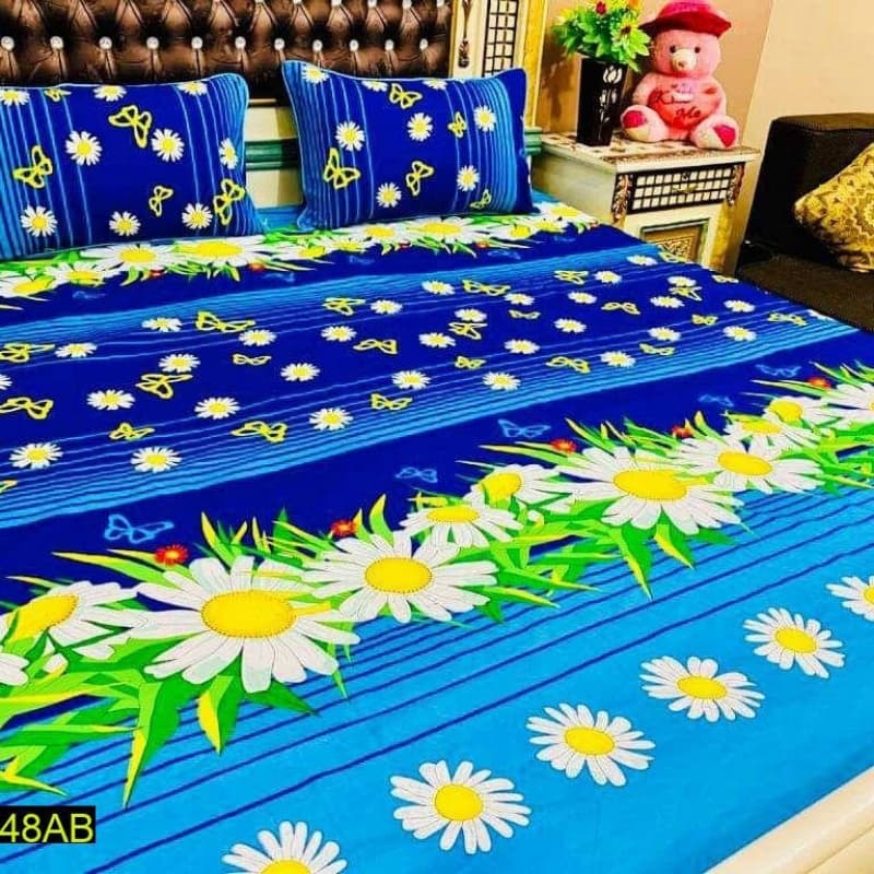 Gul Ahmed, Khaddi Branded 3 Pcs Pure Crystal Cotton Bedsheet