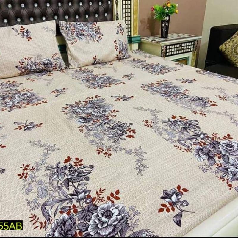 Gul Ahmed, Khaddi Branded 3 Pcs Pure Crystal Cotton Bedsheet