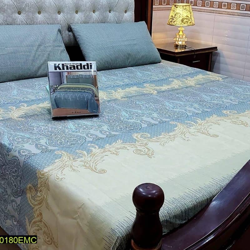 Gul Ahmed, Khaddi Branded 3 Pcs Pure Crystal Cotton Bedsheet
