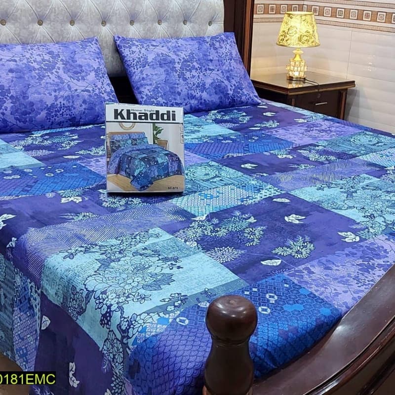 Gul Ahmed, Khaddi Branded 3 Pcs Pure Crystal Cotton Bedsheet