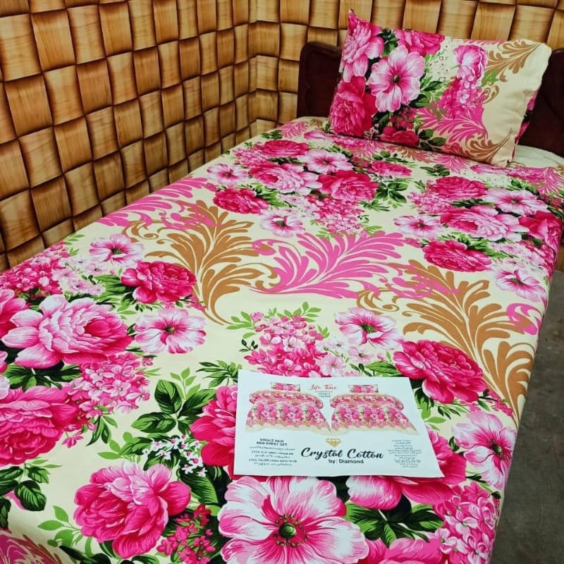 2x Digital Printed Cotton Bedsheets with 2x Pillow