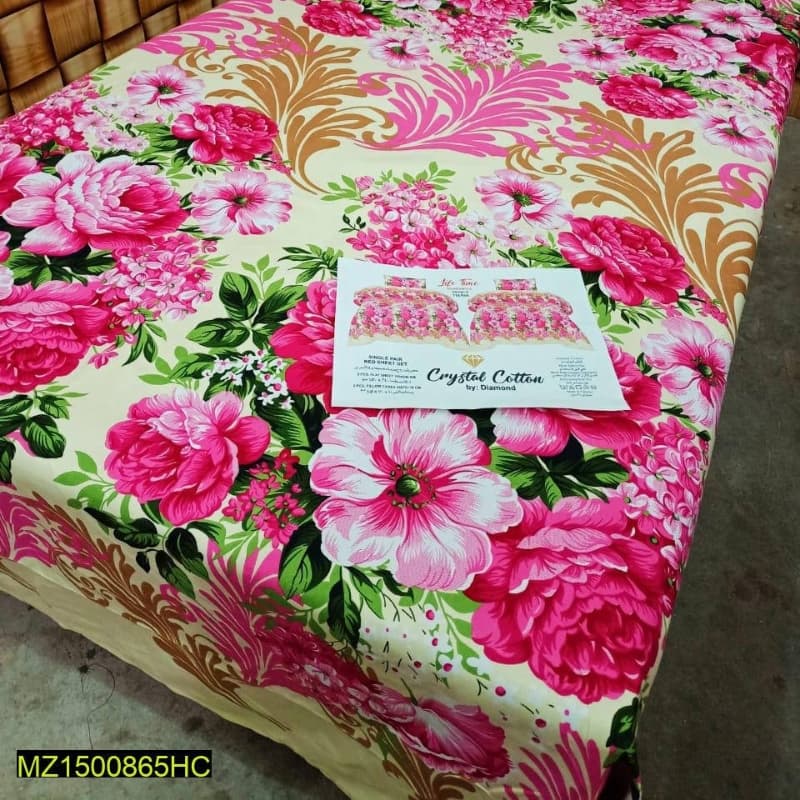 2x Digital Printed Cotton Bedsheets with 2x Pillow