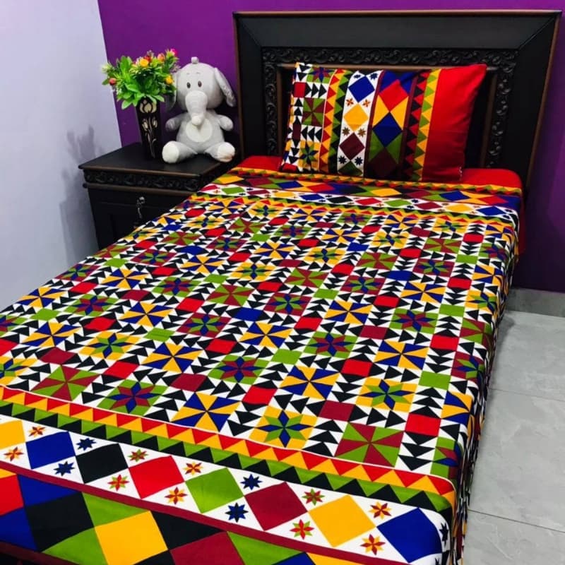 2x Digital Printed Cotton Bedsheets with 2x Pillow
