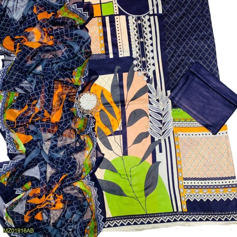 3 Pcs beautiful Suit Unstiched, Inspired By Asim Jofa