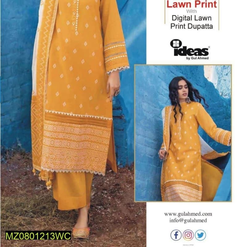3Pcs beautiful Suit Inspired By Gul Ahmed Brand |100%  Gerrenty Product