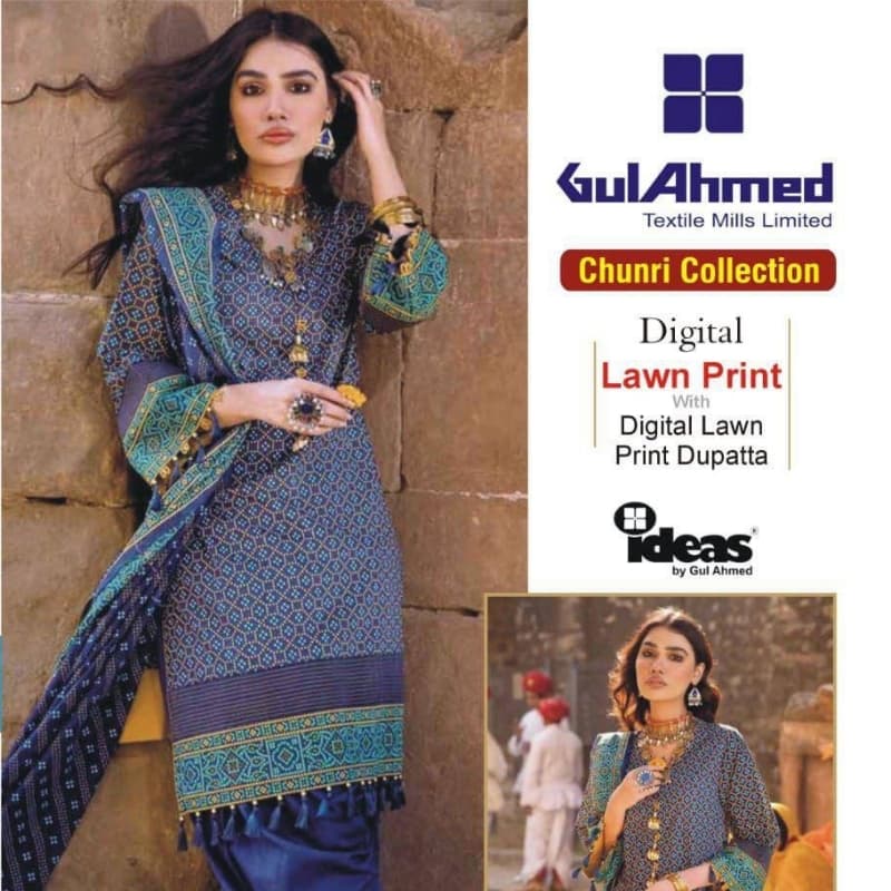 3Pcs beautiful Suit Inspired By Gul Ahmed Brand |100%  Gerrenty Product