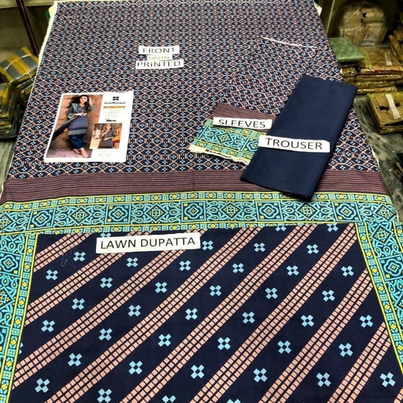 3Pcs beautiful Suit Inspired By Gul Ahmed Brand |100%  Gerrenty Product