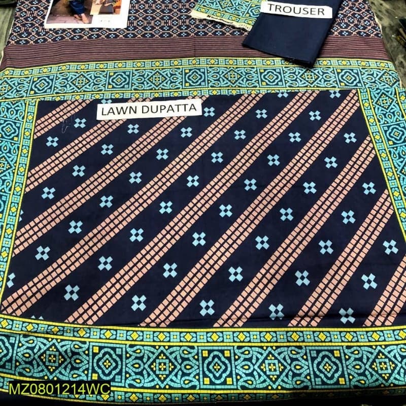 3Pcs beautiful Suit Inspired By Gul Ahmed Brand |100%  Gerrenty Product