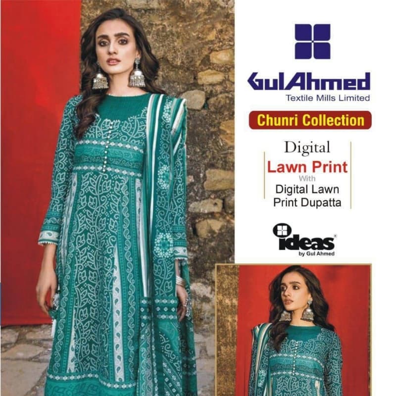 3Pcs beautiful Suit Inspired By Gul Ahmed Brand |100%  Gerrenty Product