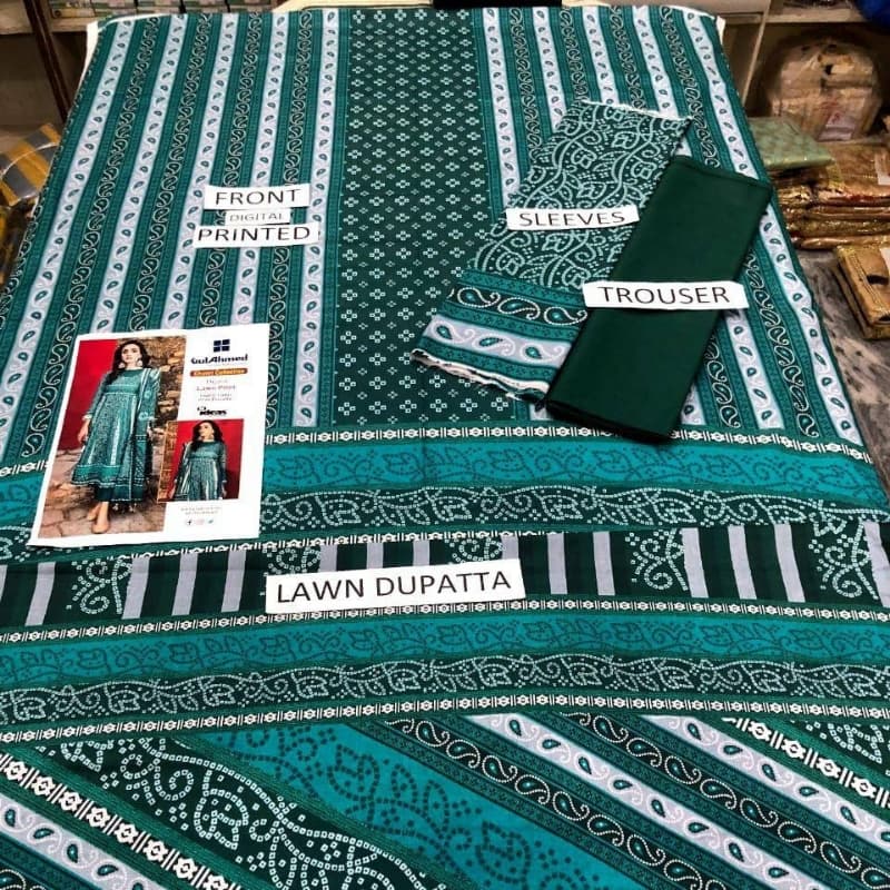 3Pcs beautiful Suit Inspired By Gul Ahmed Brand |100%  Gerrenty Product