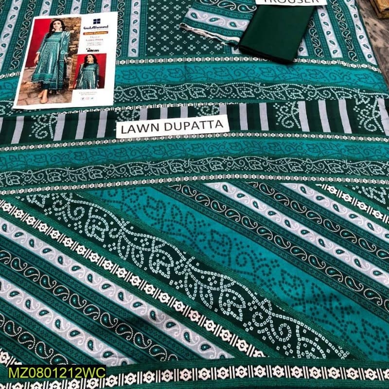 3Pcs beautiful Suit Inspired By Gul Ahmed Brand |100%  Gerrenty Product