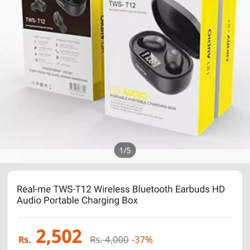 Realme TWS T-12 Bluetooth 5.0 Earbuds