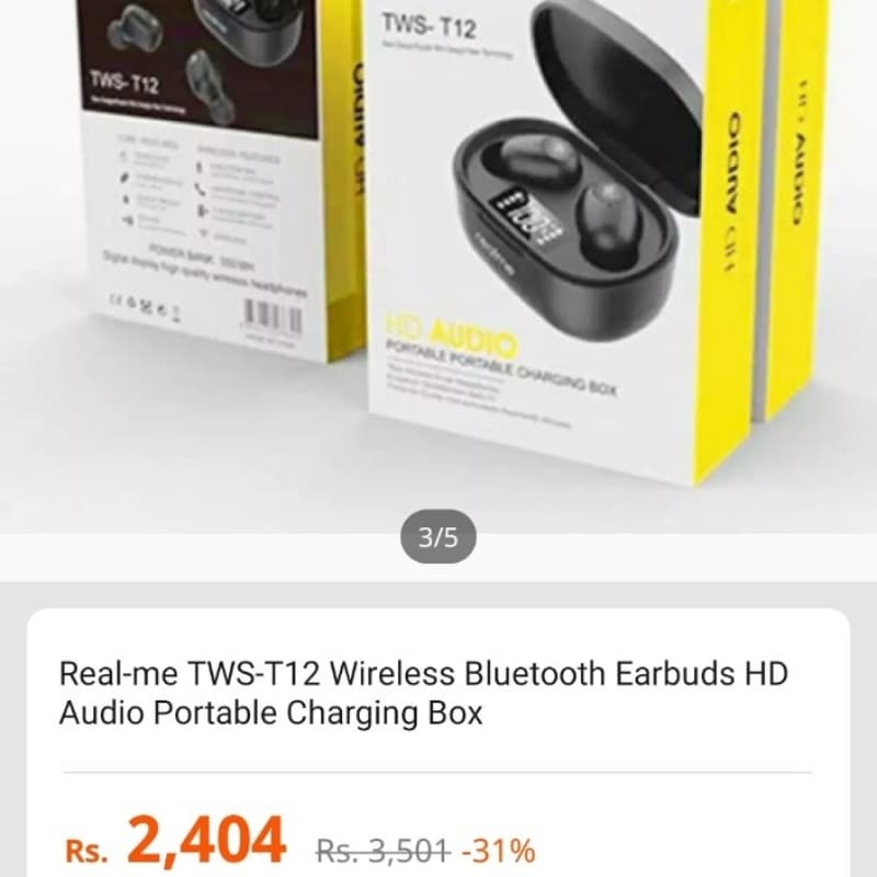 Realme TWS T-12 Bluetooth 5.0 Earbuds