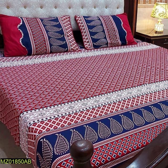 Gul Ahmed, Khaddi Branded 3 Pcs Pure Crystal Cotton Bedsheet
